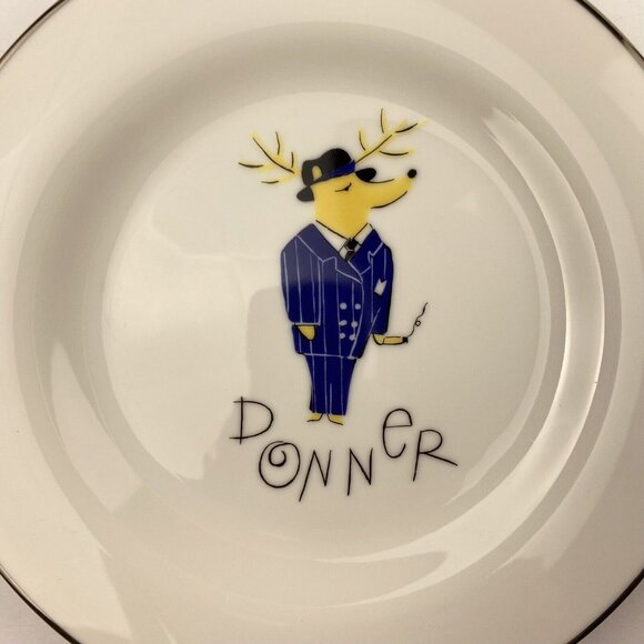 Pottery Barn Reindeer 8.5 in side/salad/dessert plates set of 4, Comet, Blitzen - Picture 4 of 8